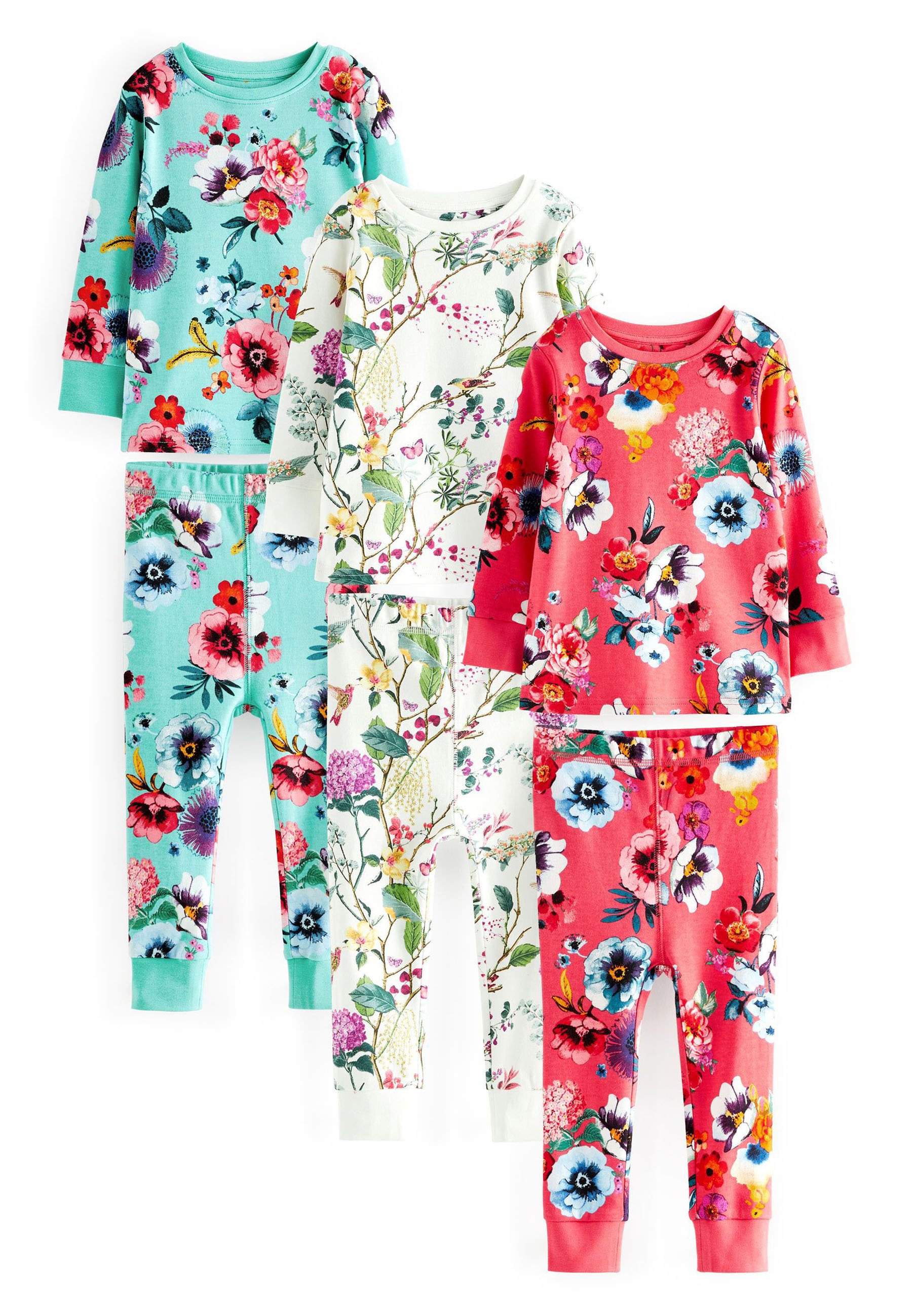Pyjamas NEXT Lot De 3 - Coton Pur, Confortables, Manches Longues, Taille Élastique - 10