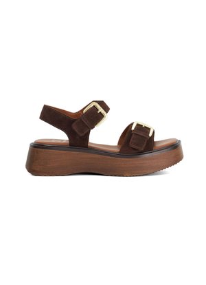LUNO DOUBLE STRAP FLATFORM - Sandalen met plateauzool - brown