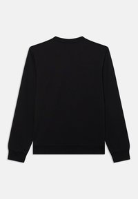 Schwarzes Sweatshirt mit langen Ärmeln, rundem Halsausschnitt und einer glatten, einfarbigen Textur. Keine sichtbaren Logos oder Verzierungen.