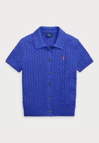 CABLE COTTON SHORT SLEEVE POLO CARDIGAN - Jopica - maidstone blue