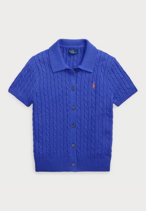 Polo Ralph Lauren CABLE COTTON SHORT SLEEVE POLO CARDIGAN - Neuletakki - maidstone blue