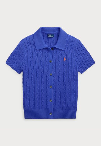 Polo Ralph Lauren CABLE COTTON SHORT SLEEVE POLO CARDIGAN - Adīta jaka - maidstone blue