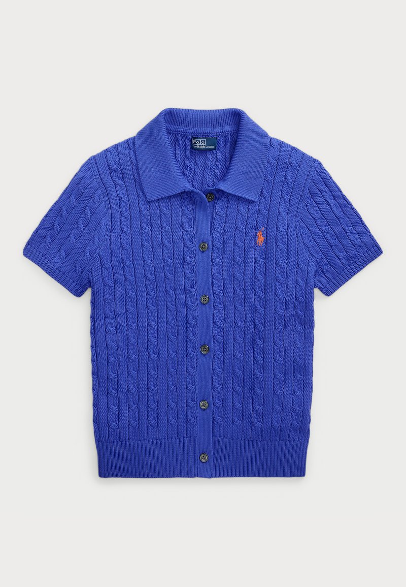 Polo Ralph Lauren CABLE COTTON SHORT-SLEEVE POLO CARDIGAN - Kardigán - maidstone blue