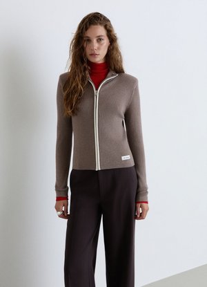 Calliope, MAGLIA TINTA UNITA - Cardigan - fango melange