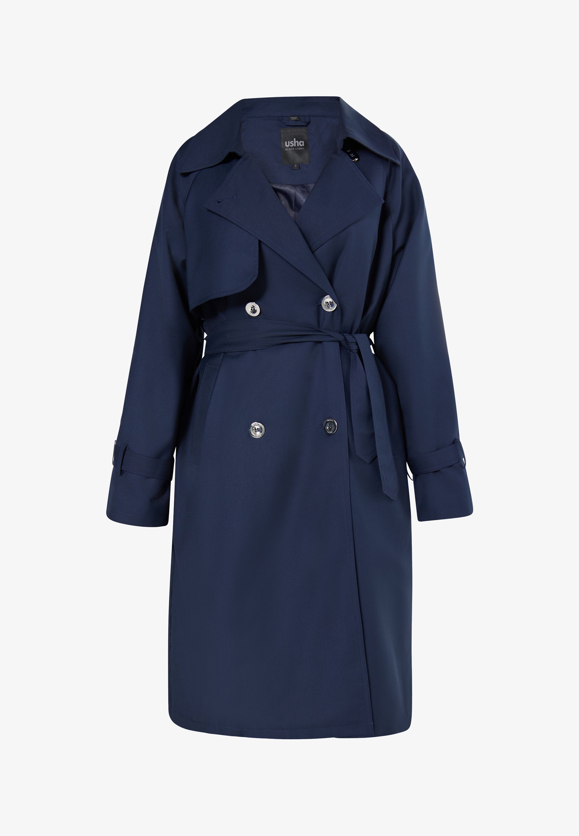 Trenchcoat Kurzmantel Marine Trenchcoat Damen Marineblau Langer