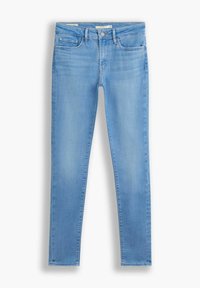 Světle modré džíny, slim fit, pět kapes, zapínání na knoflík a zip, měkká textura, minimální vyblednutí, čistý lem.