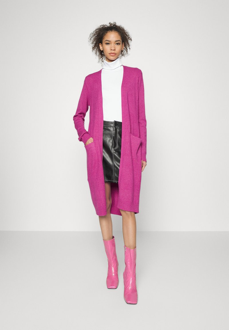 VILA VIRIL LONG CARDIGAN - Kardigan - magenta haze melange