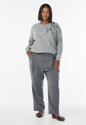 MIT HOHEM BUND UND GERADEM  - Tygbyxor - dark grey mélange