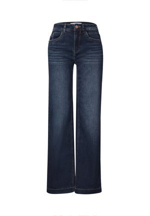 Street One, HIGH WAIST WIDE LEG JEANS IM LOOSE FIT - Wide Leg - dark blue clean washed