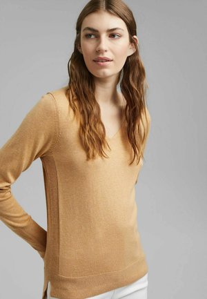 Strikkegenser - khaki beige