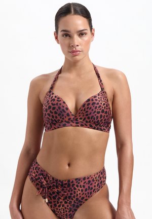 HALTER - Bikini top - bruin zwart