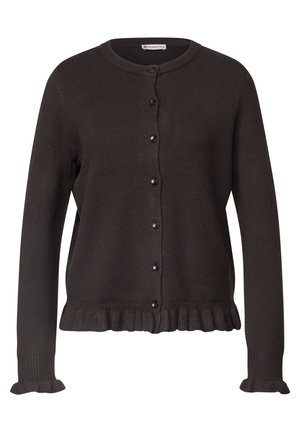 Street One, CARDIGAN MIT RUNDHALS UND RÜSCHENDETAILS - Gilet - black coffee