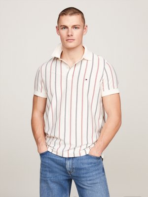 VERTICAL STRIPE - Polo - ancient white/dark magma