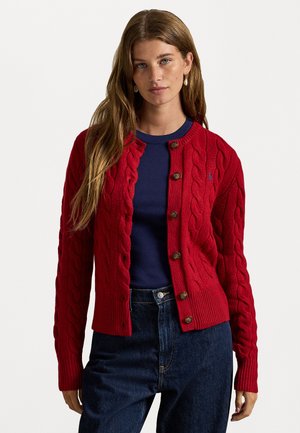 CABLE-KNIT WOOL-CASHMERE CARDIGAN - Cardigan - fireside red