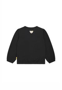 Schwarzes Sweatshirt mit langen Ärmeln, gerafften Bündchen und einem Bärenkopf-Stickere auf der Rückseite. Weicher Stoff mit lockerer Passform und elastischem Taillenbund.