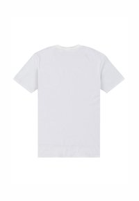 Hvid kortærmet T-shirt med klassisk rund hals, lavet af bomuld, med en ensartet, glat texture og uden synlig branding eller mønstre.