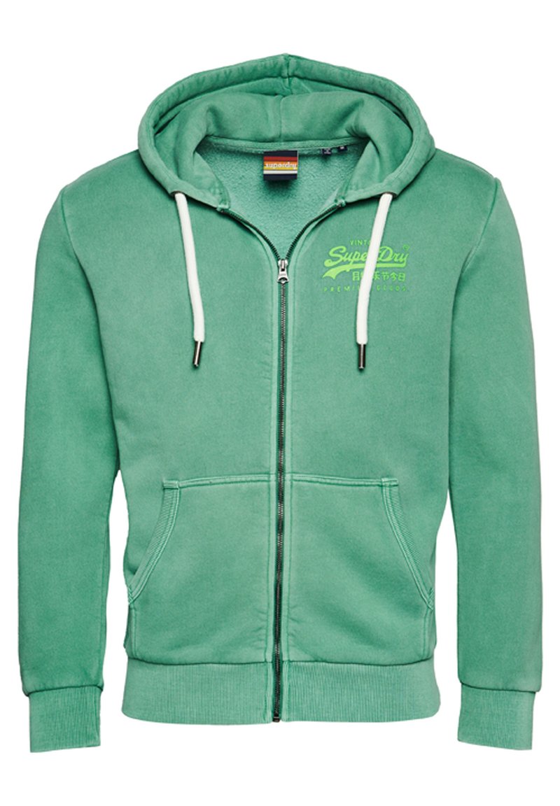 Superdry VINTAGE LOGO NEON ZIP - Sweatjacke - galvanised green 