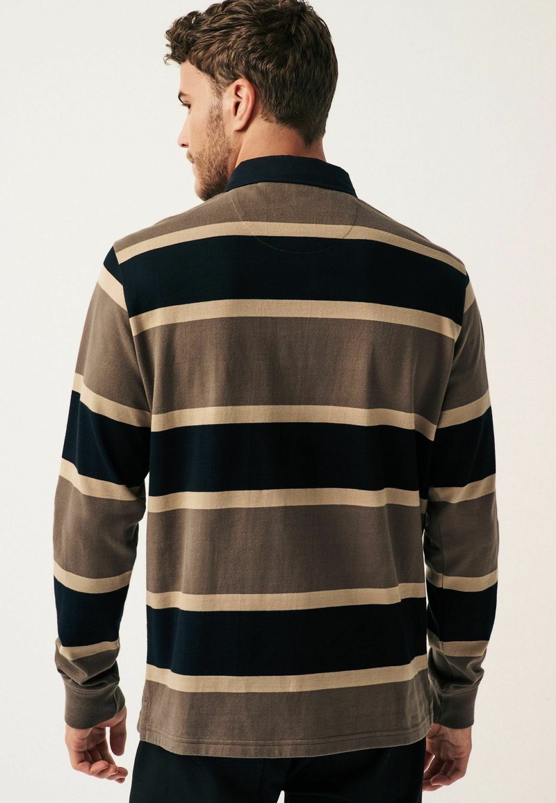 brown striped polo
