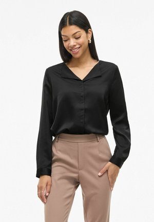 VIELLETTE V-NECK L/S - NOOS - Bluse - black