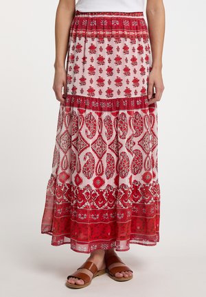 GESTUFTER - Maxi skirt - rot mehrfarbig