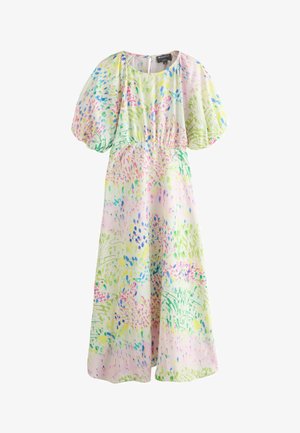 Next, TALL FIT - PRINT PUFF SLEEVE MIDI DRESS . - Maxikleid - green pink floral national trust x next