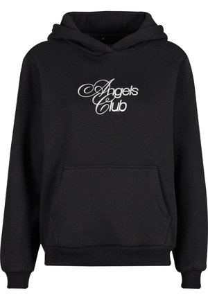 Črna kapuca iz bombažne mešanice, z sprednjim žepom in belim besedilom "Angels Club" v kurzivnem tisku. Ima kapuco z vrvico in žamete na robovih.