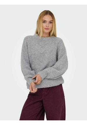 ONLGILA LIFE STRUCTURE O-NECK - Vesta - medium grey melange