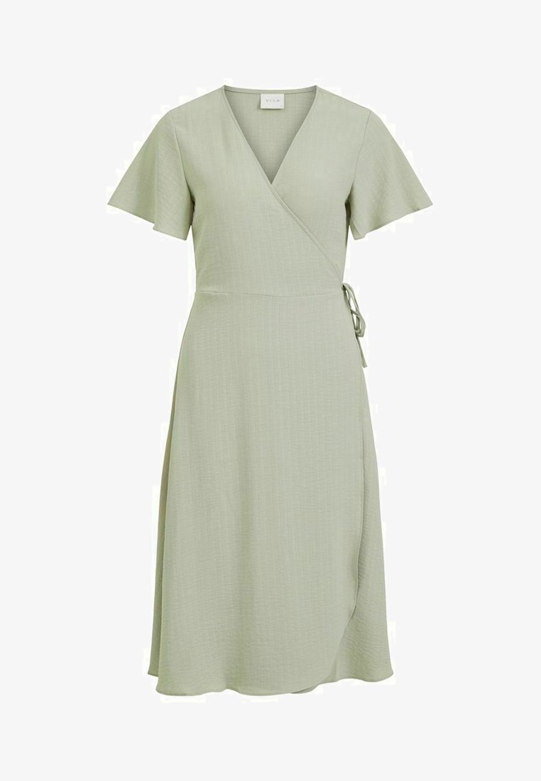 VILA VILOVIE S/S WRAP MIDI DRESS - NOOS - Robe de jour - desert sage