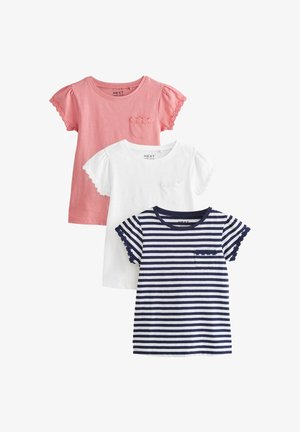 Next, REGULAR FIT - DAISY TRIM 3 PACK - T-Shirt print - blue pink white
