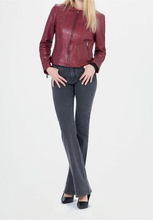 Veste en cuir - bordeaux