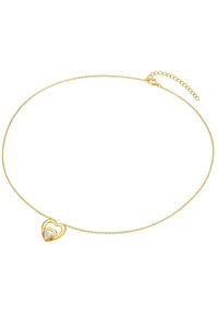 Goldfarbene Herzanhänger-Halskette mit einem Diamantakzent, ausgestattet mit einer feinen Kette und einstellbarer Länge für eine individuelle Passform.