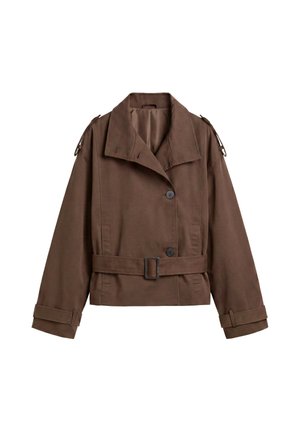 PULL&BEAR, SHORT WITH BELT - TRENCH COAT - Veste légère - brown