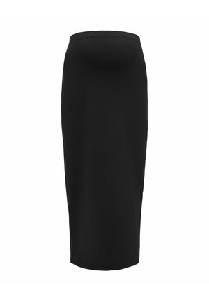 Pikk must rasedusseelik elastse vöökohaga, disainitud kõhtu katma, valgel taustal.
