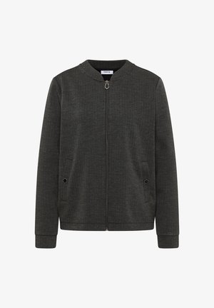 Dark grey bomber jacket with a textured weave, ribbed cuffs, two side pockets, and a zippered front. Brand label "CECIL" inside neckline.