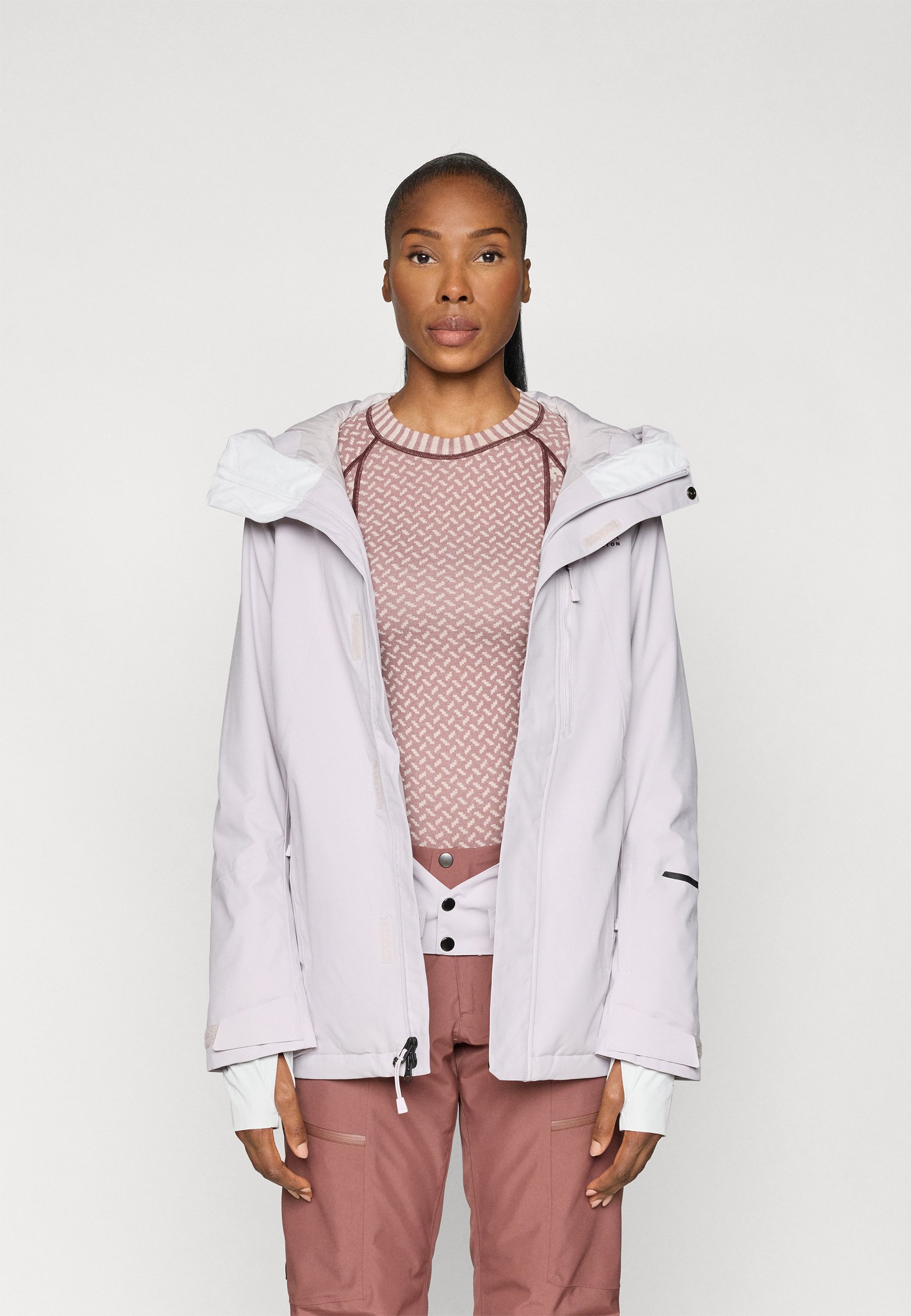 BURTON AK ホワイトダック 2WAYダウンジャケット ライトブルー 女性 LOSUCA ダウンコート ダウンジャケット 2WAYフーディ中綿ミディコート