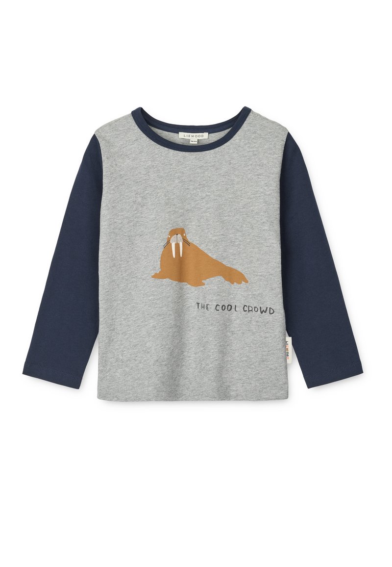 Liewood APIA PLACEMENT LONGSLEEVE - Pitkähihainen paita - grey melange/classic navy