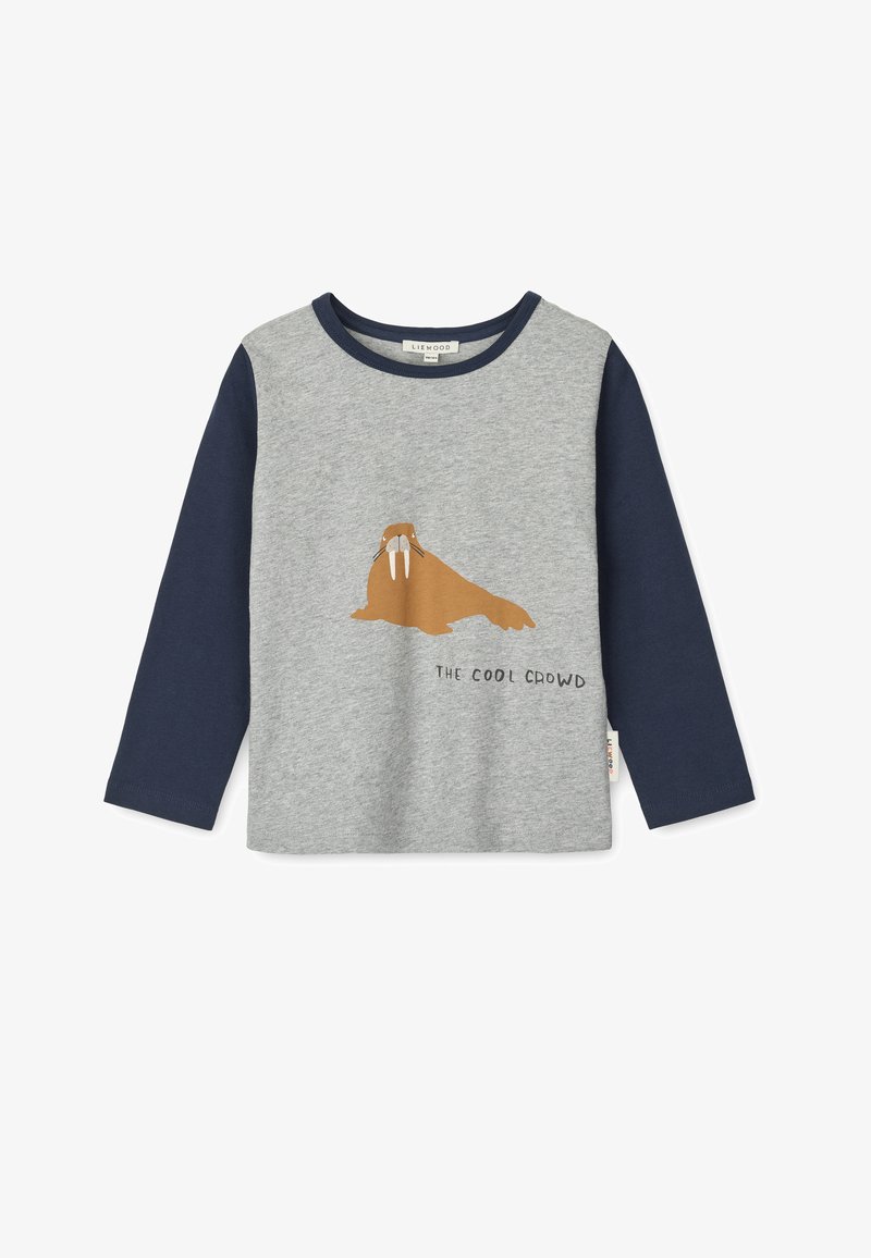 Liewood APIA PLACEMENT LONGSLEEVE - Hosszú ujjú felső - grey melange/classic navy