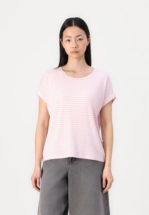 MOSTER STRIPE S/S NOOS - Print T-shirt - pink lady/cloud dancer