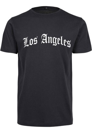 LOS ANGELES WORDING TEE - Nyomott mintás póló - navy