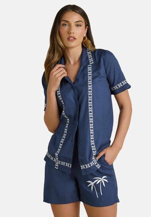 AZTEC EMBROIDERED - Button-down blouse - navy
