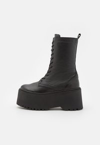 Zign LEATHER - Stivaletti con plateau - black