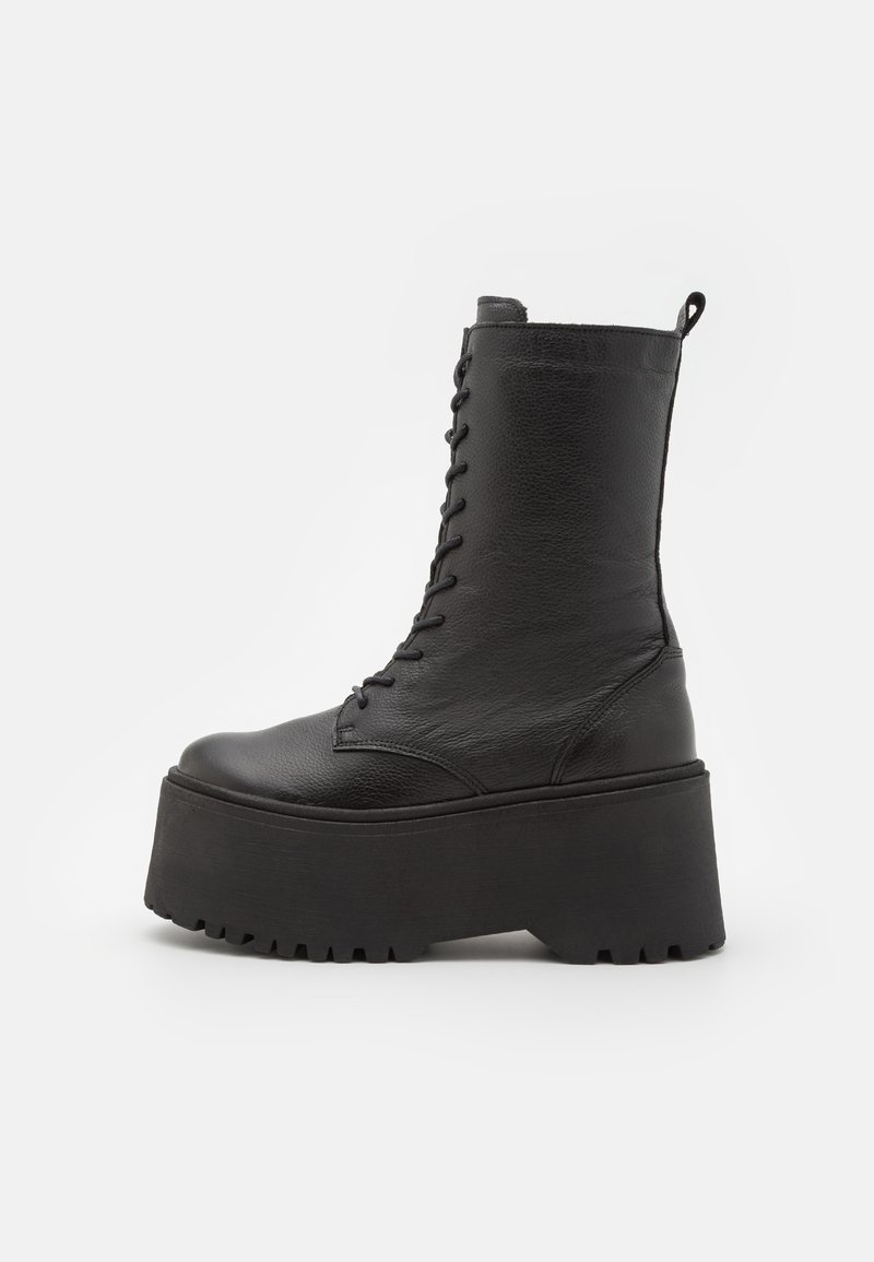 Zign LEATHER - Stivaletti con plateau - black