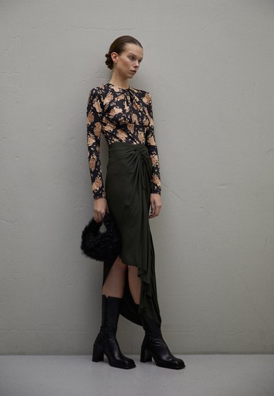 ROKH GATHERED DETAIL - Maglietta a manica lunga - black