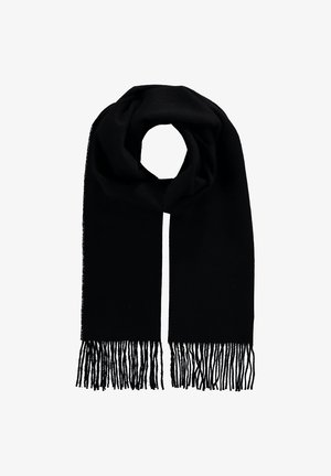 Must mustraja pehmeast kangast, millel on sile tekstuur ja peened frantsiisid, et lisada detaili. Mustreid ega tarvikuid pole.