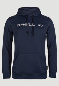 Marinblå hoodies med O'Neill-logotyp, dragsko, framficka, normal passform, tillverkad av glatt, lätt tyg.