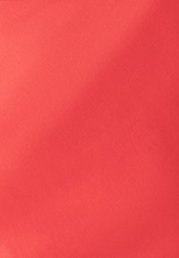 Korallivärvi kangas, millel on sile tekstuur ja peen läige, ning mis on ühtlase tooniga, millel on kerge diagonaalne koemuster. Ei ole nähtavaid riistvaraelemente ega aksente.