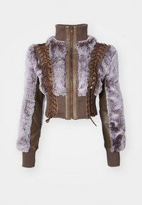 Jaded London ZIP UP JACKET - Imitert skinnjakke - brown