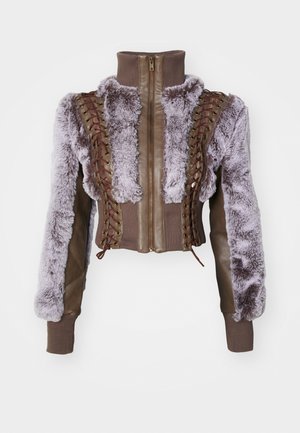 Jaded London ZIP UP JACKET - Keinonahkatakki - brown