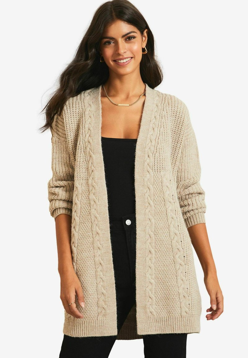 Lipsy MIXED CABLE REGULAR FIT - Kardiganas - oatmeal