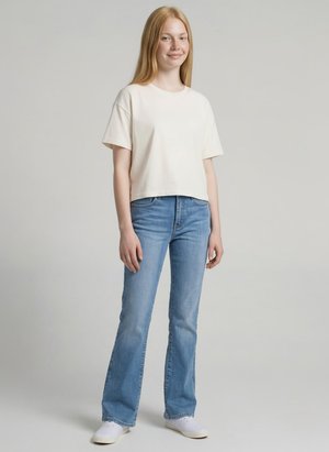 TOM TAILOR, Vaqueros a campana - mid stone bright blue denim